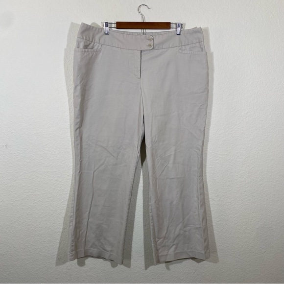 Renuar sz:20W Cream Slack Trouser Pants Button Front - Picture 1 of 9